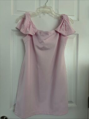 Women's Light Pink Off-Shoulder Mini Dress with Statement Sleeves